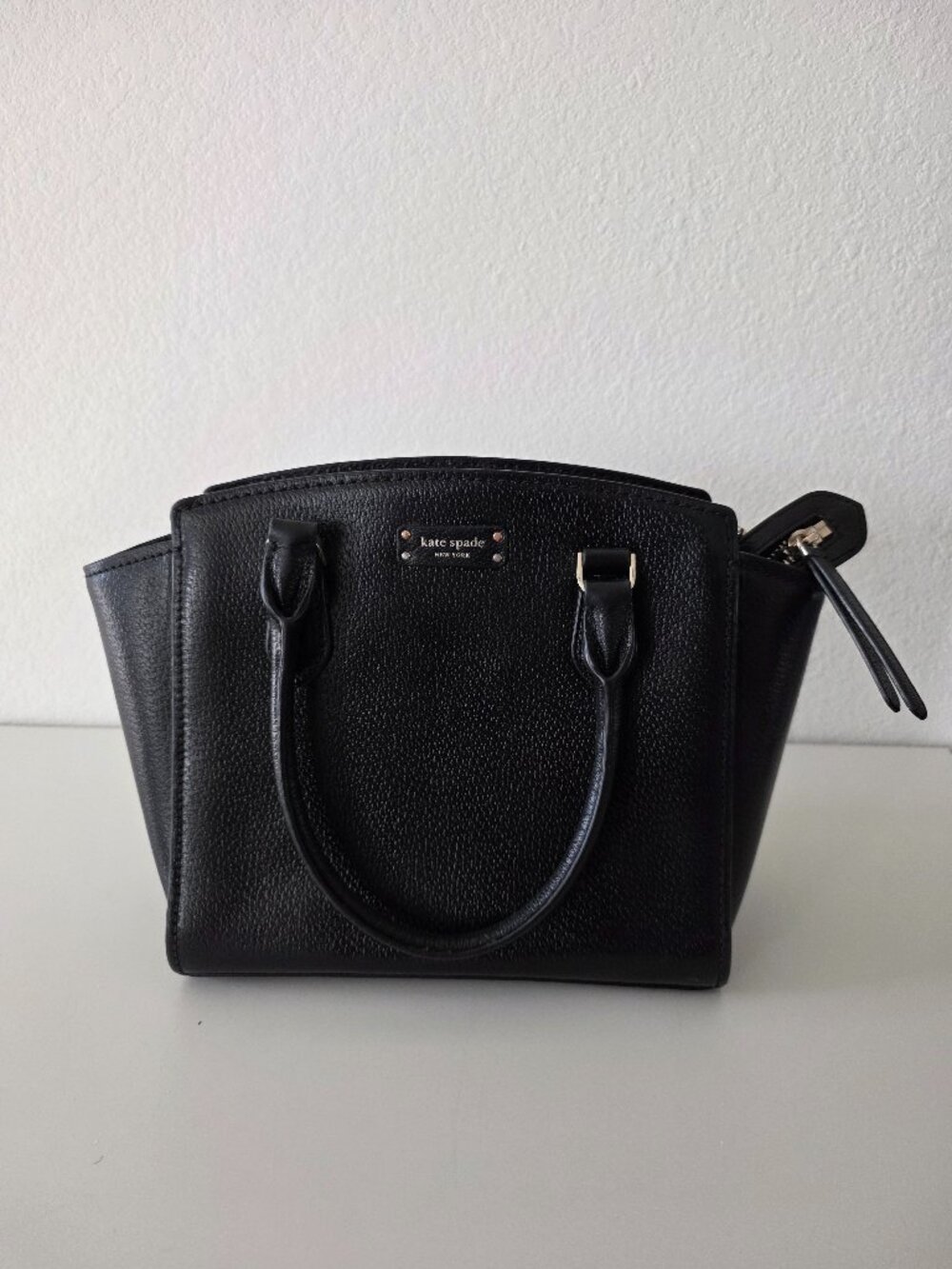 Kate Spade Black Pebbled Leather Top Handle Satchel